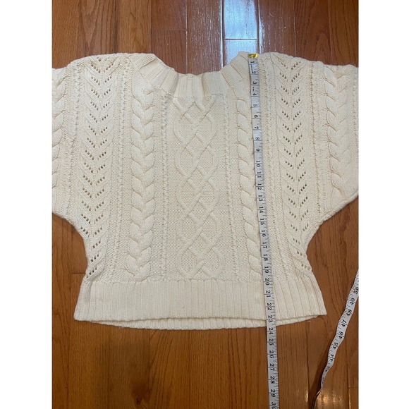 Express‎ Cream Cable Knit Chunky Sweater Women's Large Cotton/wool/angora blend - Picture 9 of 11